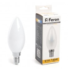 Лампа светодиодная, (15W) 230V E14 2700K матовая, LB-717  38255  FERON