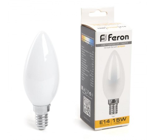 Лампа светодиодная, (15W) 230V E14 2700K матовая, LB-717  38255  FERON