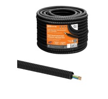 Электротруба гофрированная ПНД d20черн., с кабелем ВВГ-Пнг(А)-LS 3х1,5ок(N,PE)-0,66 ГОСТ (100 м)  SQ0140-1103  TDM