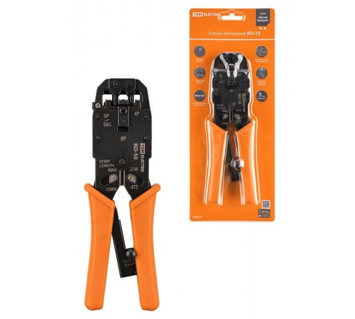 Клещи обжимные КО-10, обжим RJ-10/11/12/45 (8P8C, 6P6C, 6P4C, 6P2C, 4P4C), "МастерЭлектрик"  SQ1001-0011  TDM