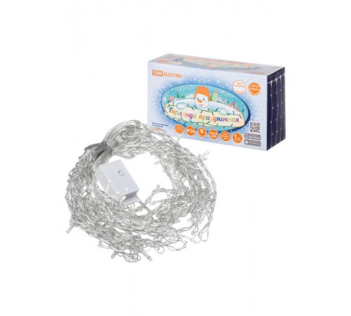 Гирлянда светодиодная "Занавес" 1,5х1,5 м, 168LED, белый, 8 режимов, 250 В, IP20  SQ0361-0069  TDM