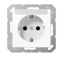 Штепсельная розетка SCHUKO 16A 250V~ с защитой от детей; с полем для надписи; термопласт; белая  A1520BFKINAWW  Jung