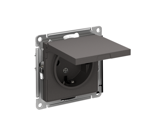 AtlasDesign Базальт Розетка с заземлением со шторками с крышкой, 16А, IP20, механизм  ATN001446  SE