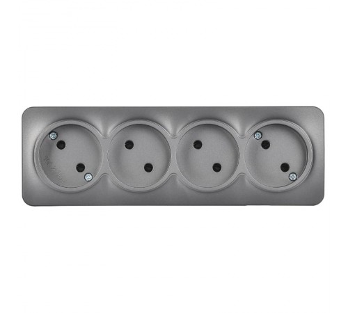 GLORY Розетка 4-местная без з/к/ш о/у 10А РС24-2-ХСм сталь матовый  ERH40-K46M-10  IEK