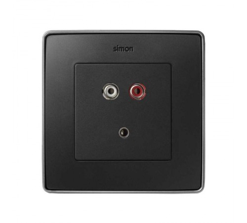 Simon 82 Накладка для коннектора мини-джек + 2RCA, S82, S82N, S82 Detail, графит  8201092-038  Simon