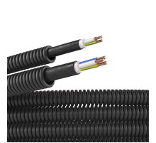 Труба гибкая гофрированная ПНД 16мм с кабелем 3*1,5ВВГнгLS РЭК "ГОСТ+" (25м) черный  7L71625  DKC