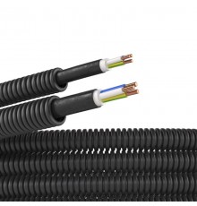 Труба гибкая гофрированная ПНД 16мм с кабелем 3*1,5ВВГнгLS РЭК "ГОСТ+" (25м) черный  7L71625  DKC