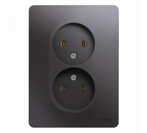 Glossa Графит Розетка 2-ая без заземления (в сборе)  GSL001320  SE