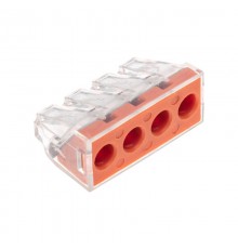 Экспресс-клемма СМК 773-174 с пастой, 4-проводная 0,75-6 мм (блистер 5 шт/уп)  07-5279-5  REXANT