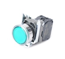 Кнопка SB4 с подсвет в сборе модуль 22мм зеленая металл 230-240ВAC 1НО  SB4BW33M1  SE