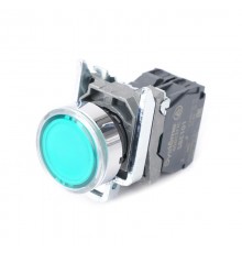 Кнопка SB4 с подсвет в сборе модуль 22мм зеленая металл 230-240ВAC 1НО  SB4BW33M1  SE