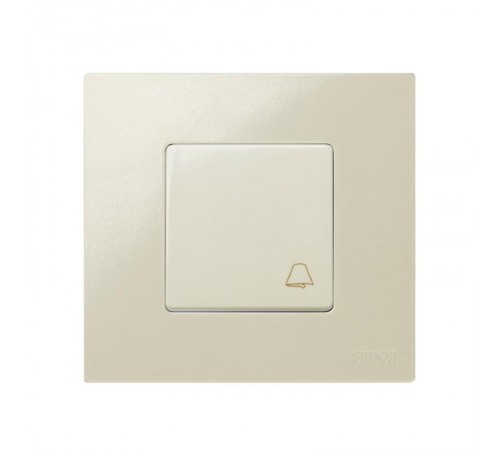 Simon 27 Выключатель 1-кл кнопочный с пиктограммой "звонок", 10А 250В, широкий модуль, S27, слоновая  27150-62  Simon