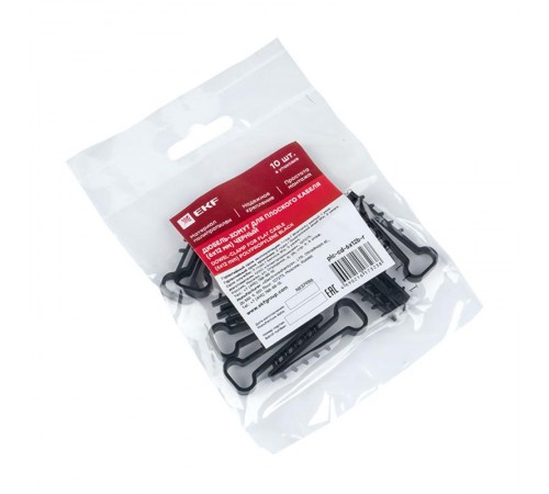 Дюбель-хомут (6х12 мм) для плоского кабеля черный (10 шт.) EKF PROxima  plc-cd-6x12b-r  EKF