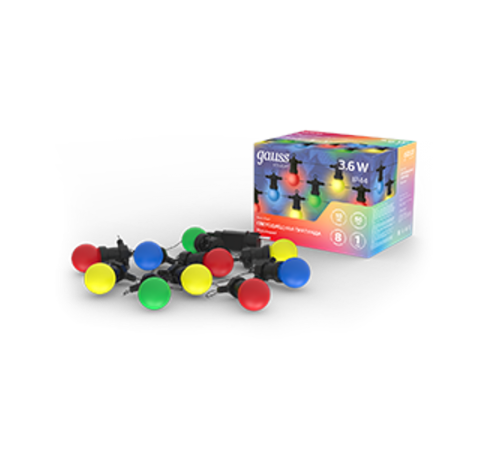 Гирлянда светодиодная "Белт Лайт" серия Holiday, 10 ламп, 7,7 м, IP44, мультицвет, 1/6  HL060  Gauss