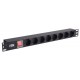Блок розеток 19 (8шт)PDU с LED выкл.алюм.профиль 1U шнур 2м вилка DIN49440 (нем.станд.)  PH12-8D1  ITK