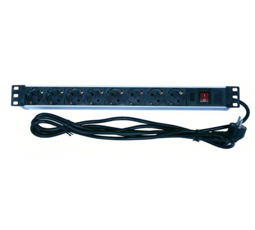 Блок розеток 19 (8шт)PDU с LED выкл.алюм.профиль 1U шнур 2м вилка DIN49440 (нем.станд.)  PH12-8D1  ITK