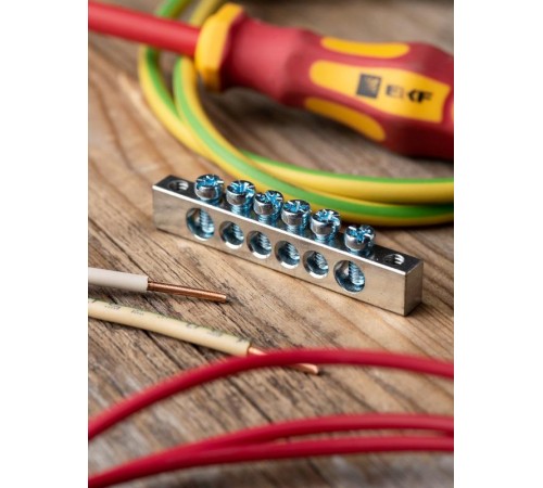 Шина PEN "ноль-земля" (6x9мм) 6 отв. цинк крепеж по краям  sn1-63-06-k  EKF