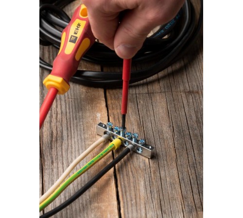 Шина PEN "ноль-земля" (6x9мм) 6 отв. цинк крепеж по краям  sn1-63-06-k  EKF