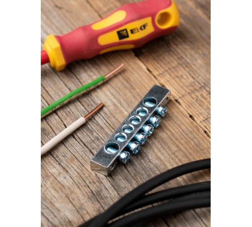 Шина PEN "ноль-земля" (6x9мм) 6 отв. цинк крепеж по краям  sn1-63-06-k  EKF