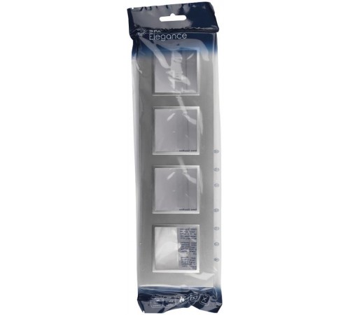 Рамка для розеток и выключателей Elegance 14-5014-03 Classic, на 4 поста, алюминий  Б0060588  ЭРА