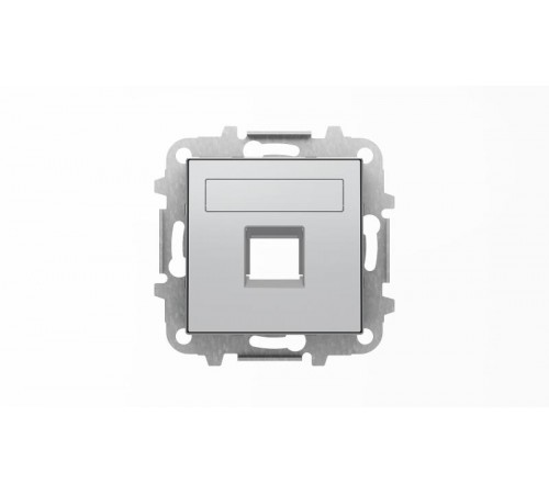 Накладка для 1-го суппорта/разъёма типа 2017... или 2018..., со шторками и полем для надписи, серия SKY, цвет серебристый алюминий2CLA851810A1301 AB