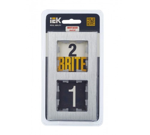 BRITE Рамка 2-ая РУ-2-1-БрА металл алюминий  BR-M22-M-K47  IEK