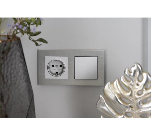 BRITE Рамка 2-ая РУ-2-1-БрА металл алюминий  BR-M22-M-K47  IEK