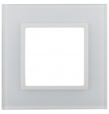 Рамка для розеток и выключателей Elegance 14-5101-01 на 1 пост, стекло, Elegance, белый+белый  Б0059166  ЭРА