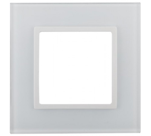 Рамка для розеток и выключателей Elegance 14-5101-01 на 1 пост, стекло, Elegance, белый+белый  Б0059166  ЭРА