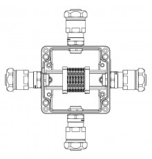 Коробка клеммная Ex из алюминия: 1Ex e IIC Т5 Gb / Ex tb IIIB T95°C DbIP66; Клеммы 2,5 кв.мм. -6 шт.: A-B-C-D: ввод D8-13мм под небронир-ный кабель