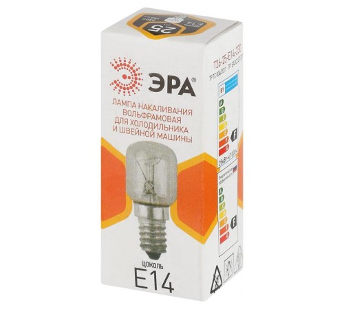 Лампа накаливания  T26 25Вт Е14/E14 230В  для холодильника и швейной машины  Б0066404  ЭРА