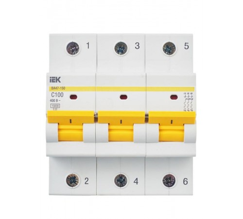 Выключатель автоматический трехполюсный ВА47-150 100А C 15кА KARAT  MVA50-3-100-C  IEK
