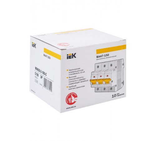 Выключатель автоматический трехполюсный ВА47-150 100А C 15кА KARAT  MVA50-3-100-C  IEK