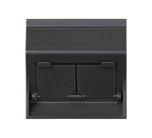Simon CIMA 500 Адаптер для 2 шт RJ-45 CJ545.., CJ645.., CJ6A45F + MD67, наклон, крышки, 50х50мм, 500CIMA, графит  50000086-038  Simon
