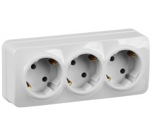 РС23-3-ХБ Розет. 3-ая с з/к о/у 16А GLORY белый  ERH31-K01-16  IEK