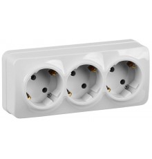 РС23-3-ХБ Розет. 3-ая с з/к о/у 16А GLORY белый  ERH31-K01-16  IEK