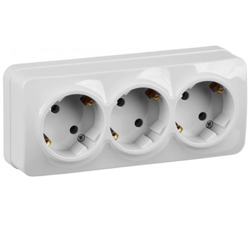 РС23-3-ХБ Розет. 3-ая с з/к о/у 16А GLORY белый  ERH31-K01-16  IEK