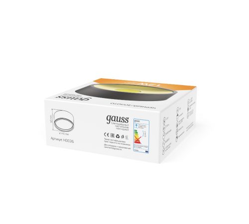 Светильник  Overhead накл цил 12W 770lm 3000K 170-240V IP20 140*50мм белый LED 1/30  HD026  Gauss