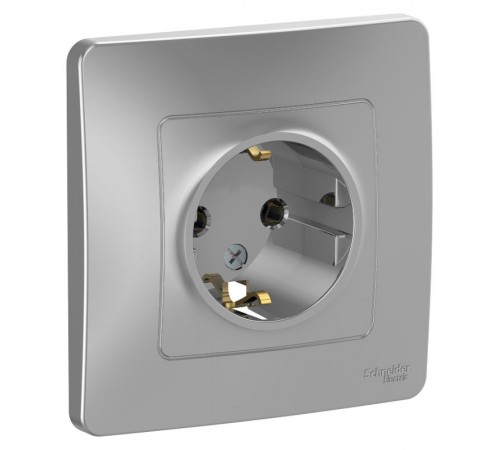 Blanca Алюминий С/У Розетка с заземлением без шторок, 16А, 250В  BLNRS001013  SE