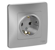 Blanca Алюминий С/У Розетка с заземлением без шторок, 16А, 250В  BLNRS001013  SE