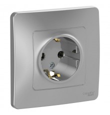 Blanca Алюминий С/У Розетка с заземлением без шторок, 16А, 250В  BLNRS001013  SE
