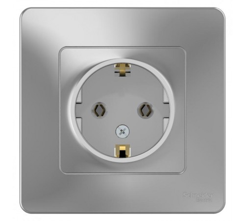 Blanca Алюминий С/У Розетка с заземлением без шторок, 16А, 250В  BLNRS001013  SE