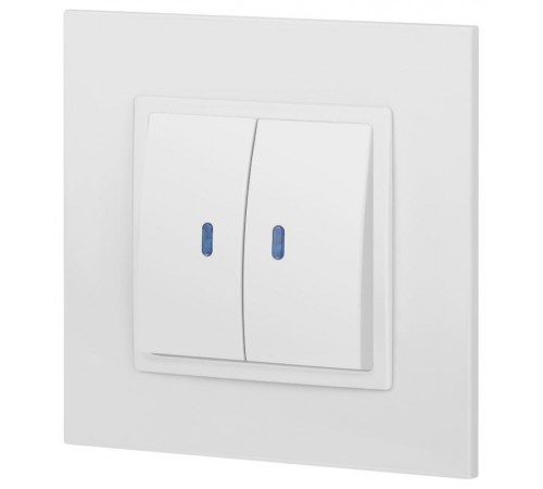 Выключатель Elegance 14-1105-01М двойной с подсветкой, 10АХ-250В, белый матовый  Б0065807  ЭРА