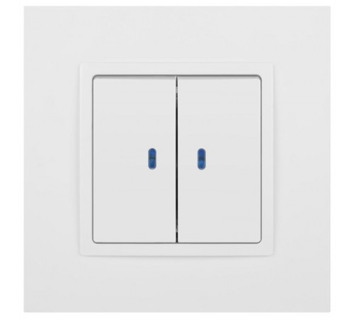 Выключатель Elegance 14-1105-01М двойной с подсветкой, 10АХ-250В, белый матовый  Б0065807  ЭРА