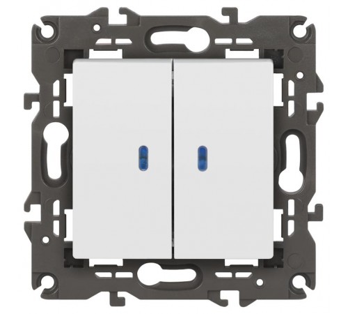 Выключатель Elegance 14-1105-01М двойной с подсветкой, 10АХ-250В, белый матовый  Б0065807  ЭРА