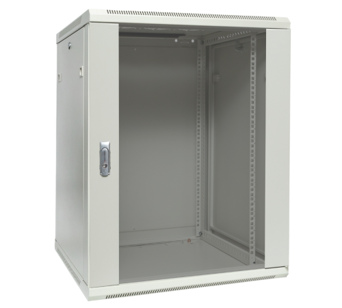 Шкаф настенный 19" TERACOM PRO 12U 600х600 мм дверь стеклянная с замком-ручкой серый  TRP-WLL-1266-40G  EKF