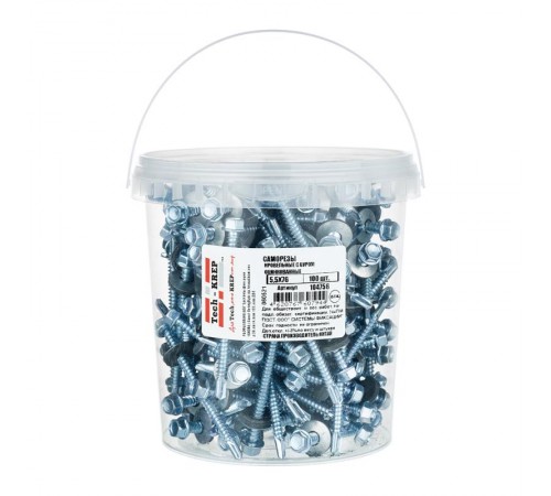 Саморез КР ZP св. 5,5х76 (100 шт) - ведро ( 1,275 кг)  104756  Tech-KREP