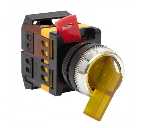 Переключатель ANLC-22 2P желтый с подсветкой 380В NO+NC EKF PROxima  psw-anlc-2p-o-380  EKF