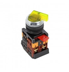 Переключатель ANLC-22 2P желтый с подсветкой 380В NO+NC EKF PROxima  psw-anlc-2p-o-380  EKF
