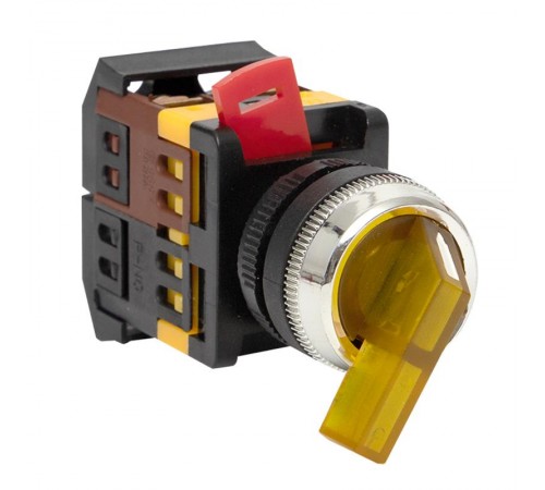 Переключатель ANLC-22 2P желтый с подсветкой 380В NO+NC EKF PROxima  psw-anlc-2p-o-380  EKF